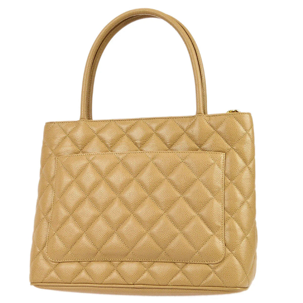 Chanel 2001-2003 Medallion Tote Beige Caviar