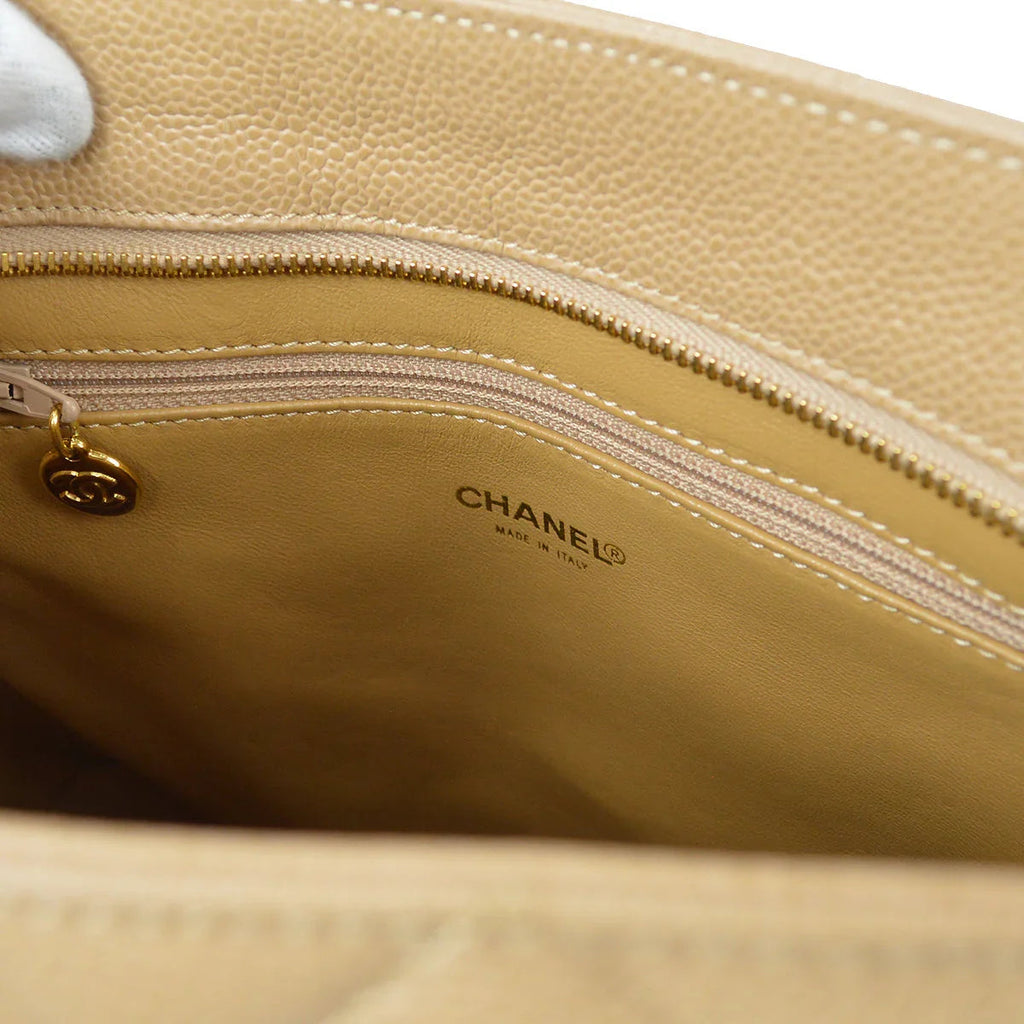 Chanel 2001-2003 Medallion Tote Beige Caviar