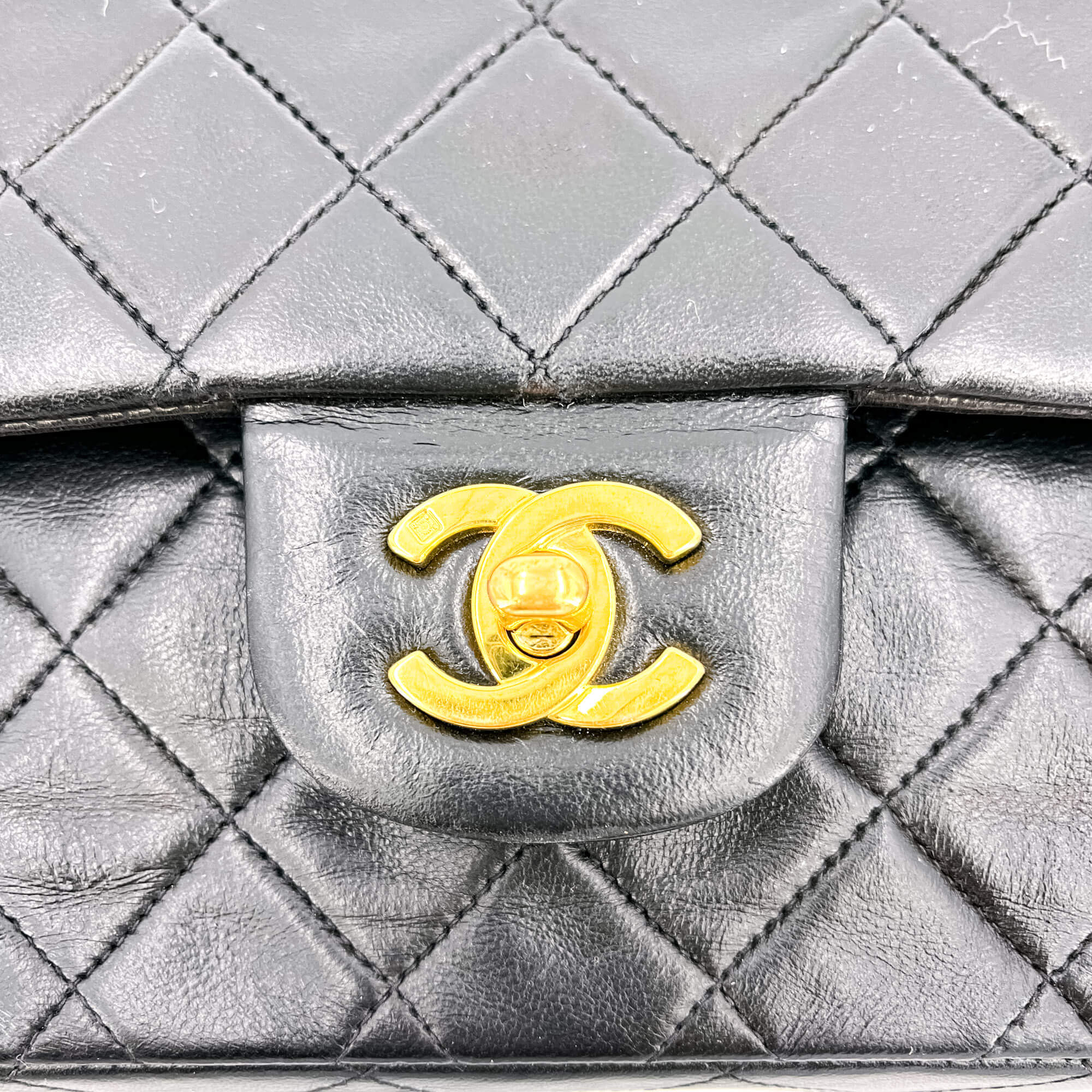 Classic Double Flap Chain Bag Black Leather Medium
