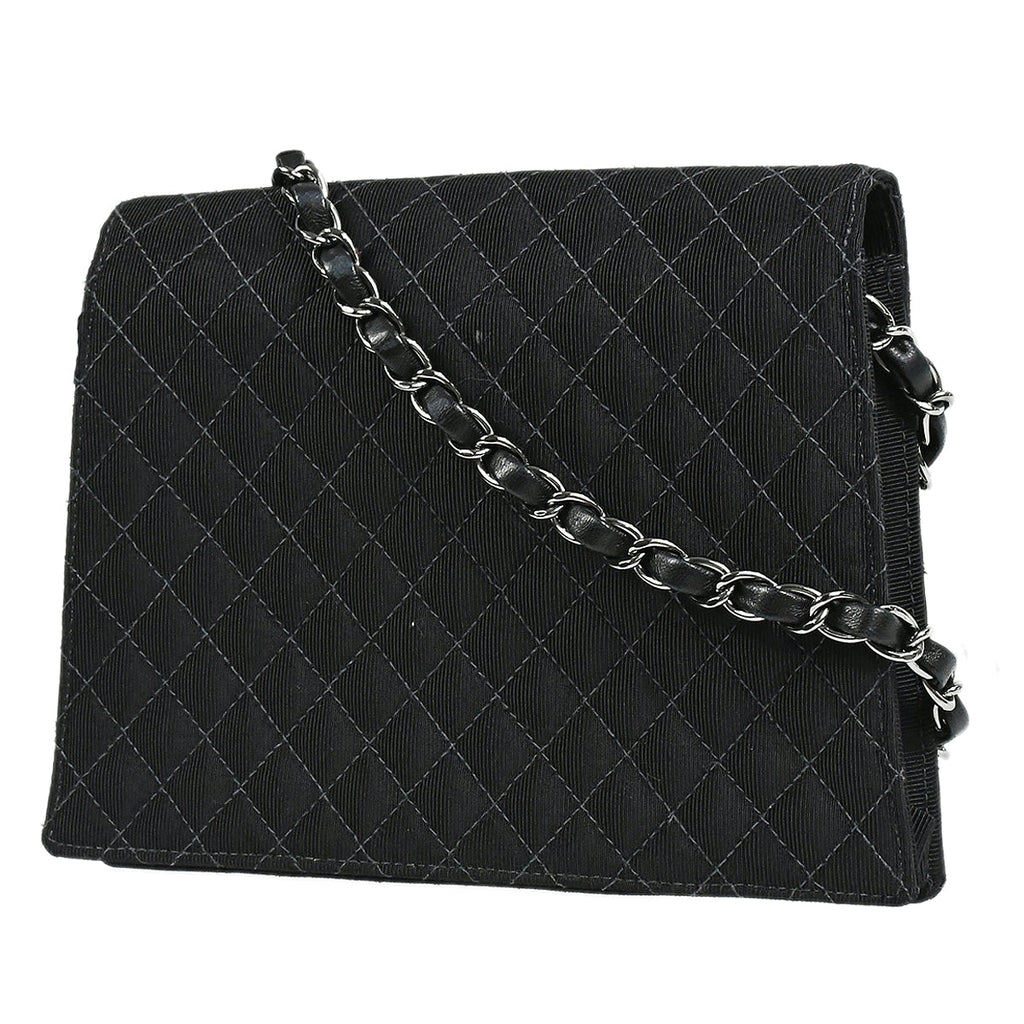 Chanel 2004-2005 Emblem Chain Shoulder Bag Black