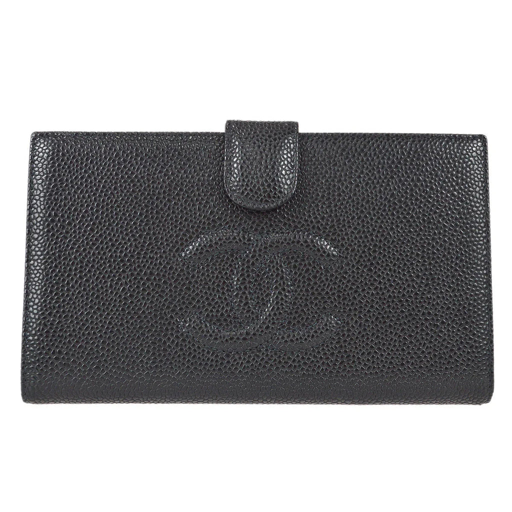 Chanel 2003-2004 Long Wallet Black Caviar