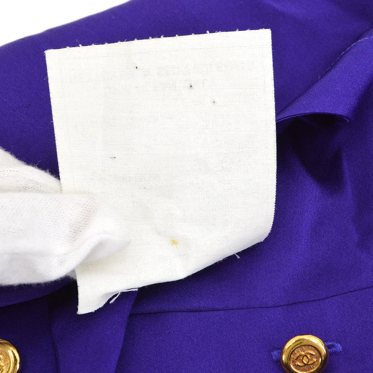 Chanel 1991 logo-buttons collarless silk shirt #38