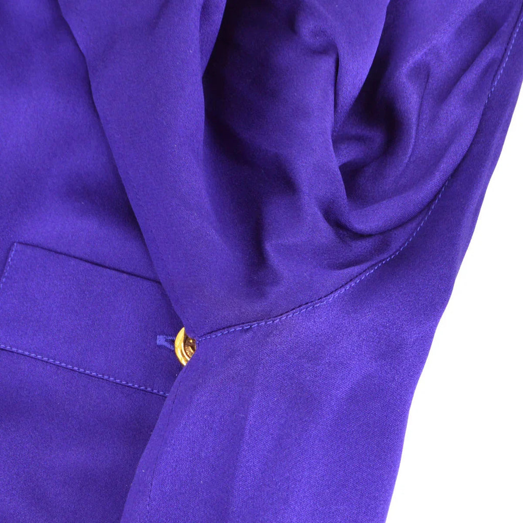 Chanel 1991 logo-buttons collarless silk shirt #38