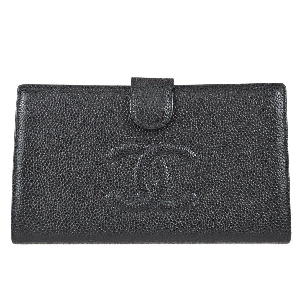 Chanel 2001-2003 Timeless Long Wallet Black Caviar