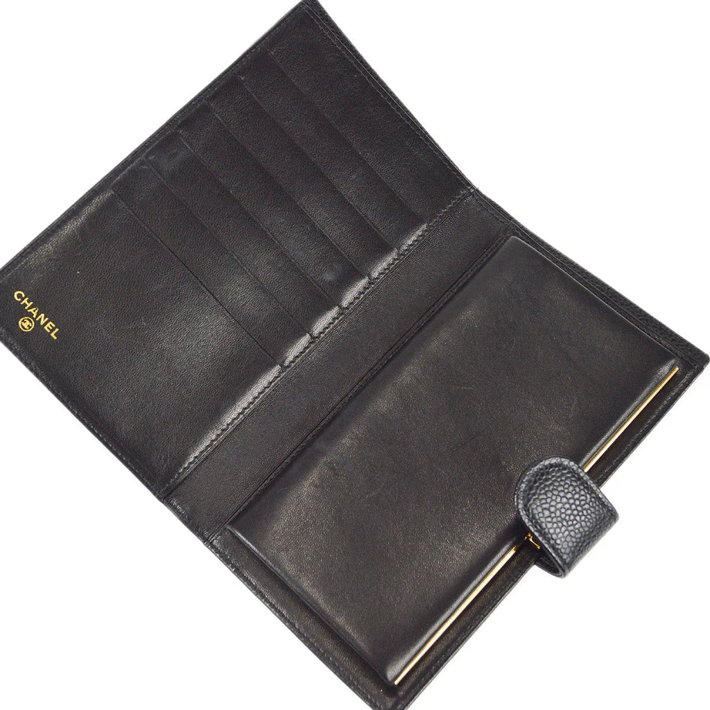 Chanel 2001-2003 Timeless Long Wallet Black Caviar