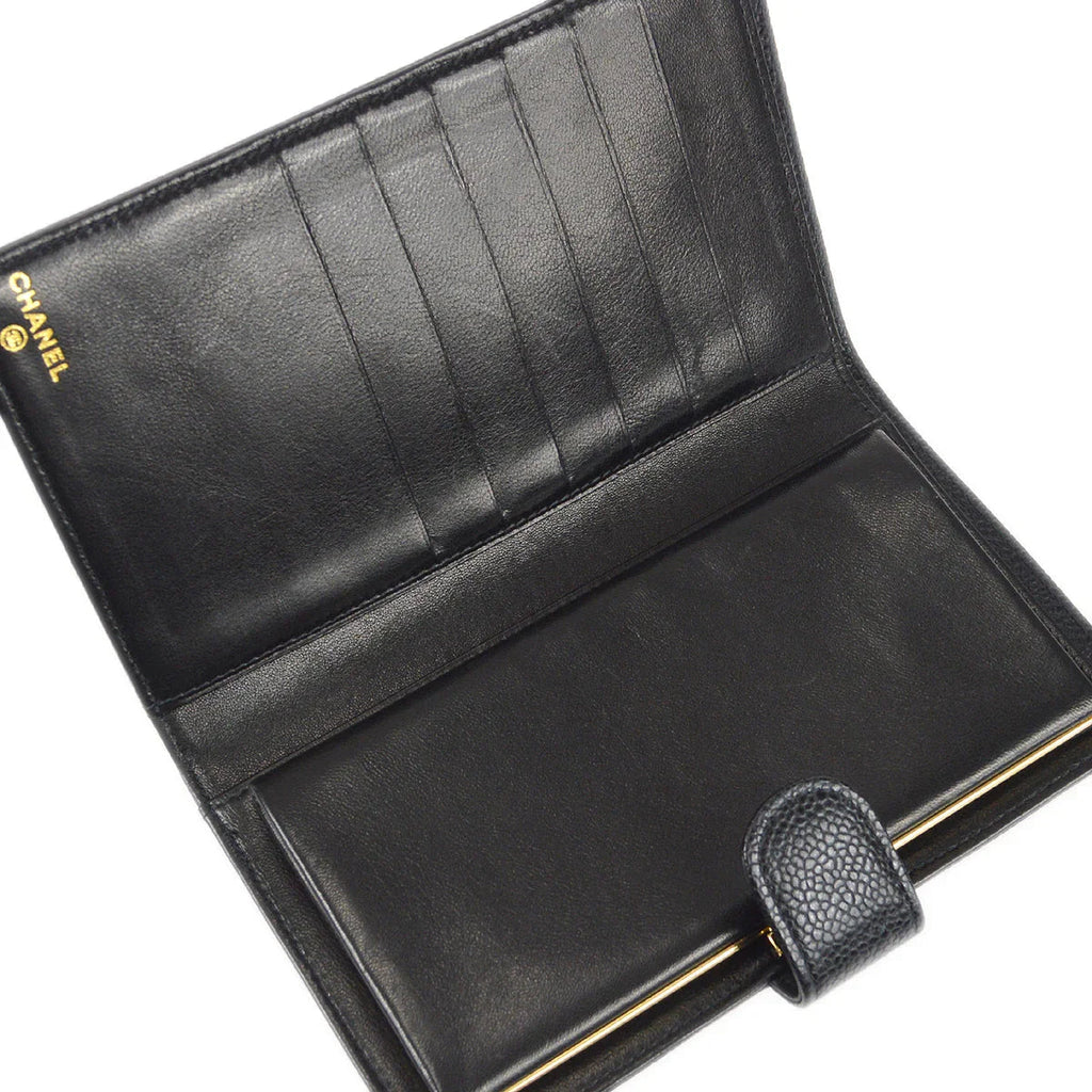 Chanel 2000-2001 Timeless Long Wallet Black Caviar