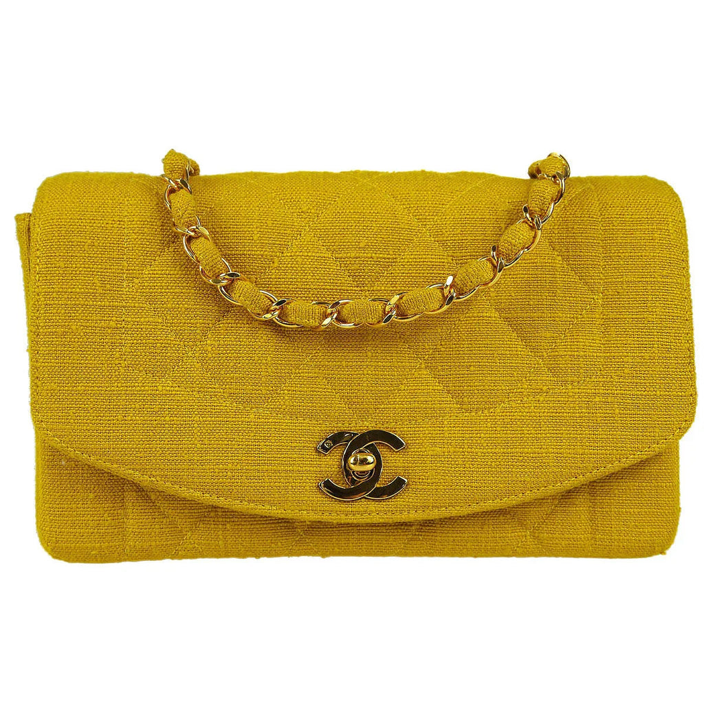 Chanel * 1991-1994 Diana Small Yellow Linen