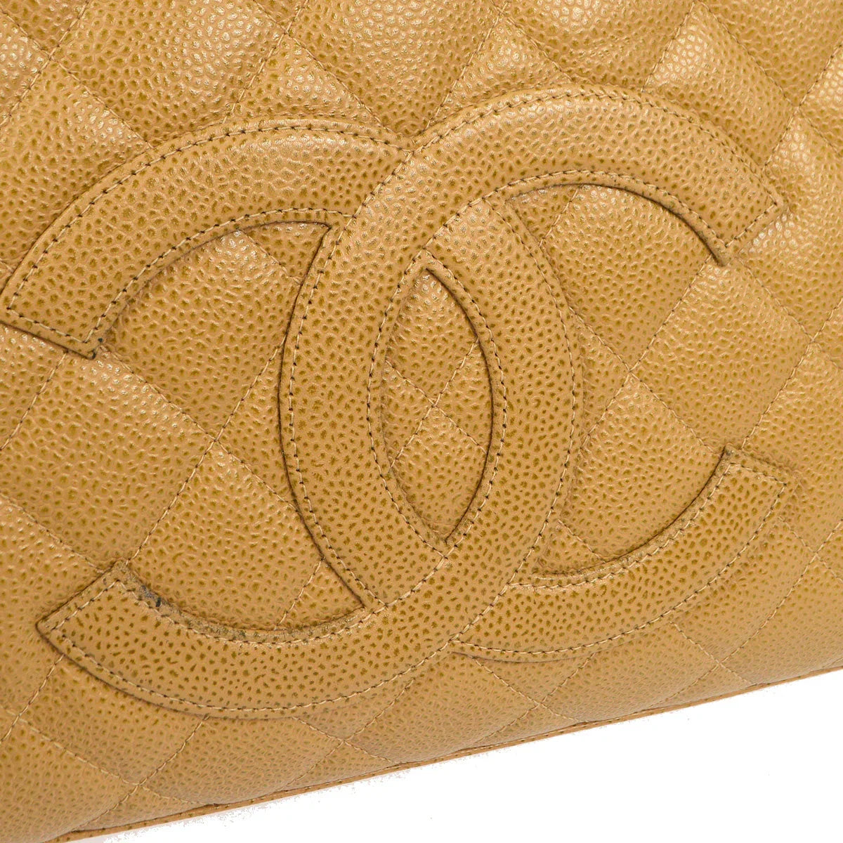 Chanel 2003-2004 Bowling Bag 37 Beige Caviar