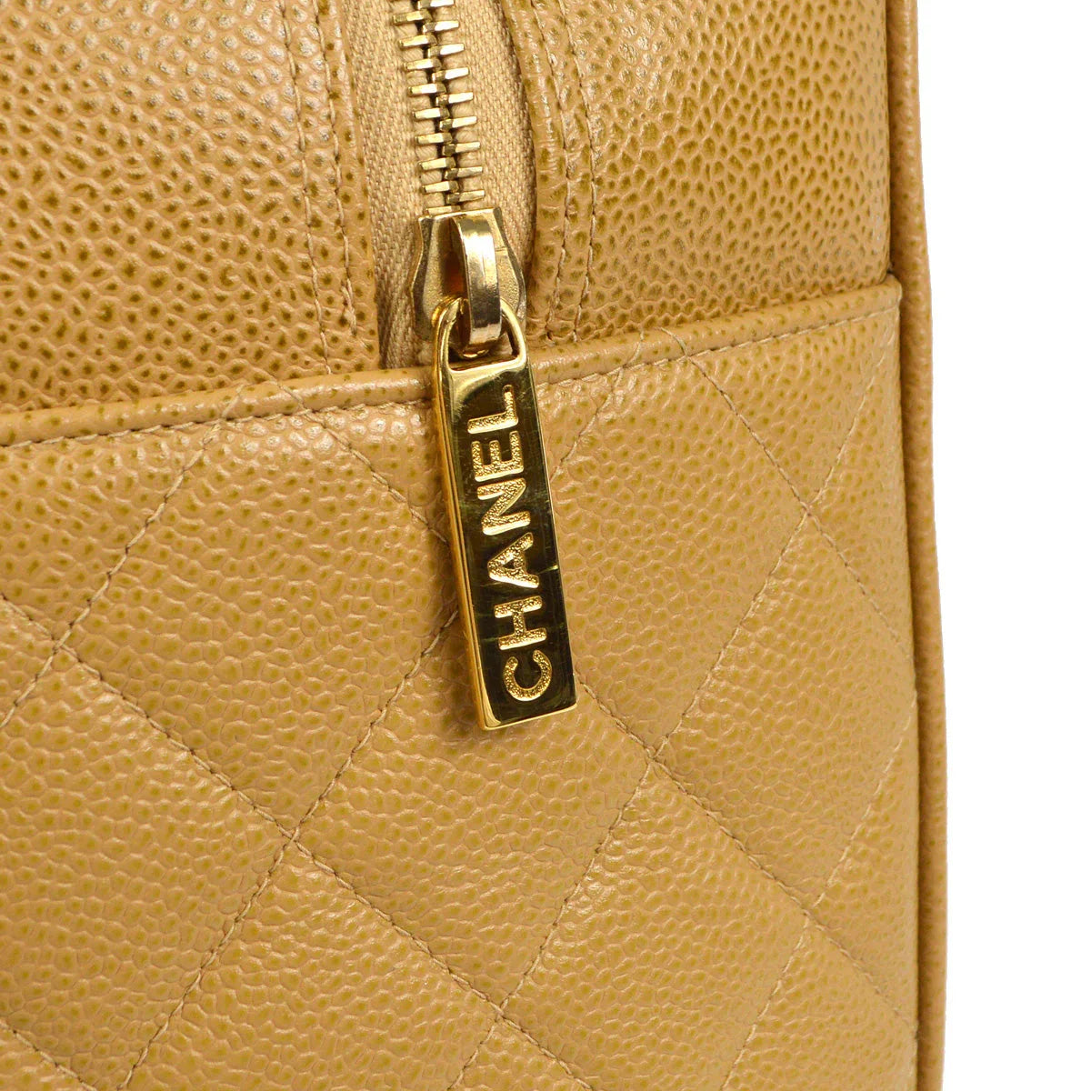 Chanel 2003-2004 Bowling Bag 37 Beige Caviar