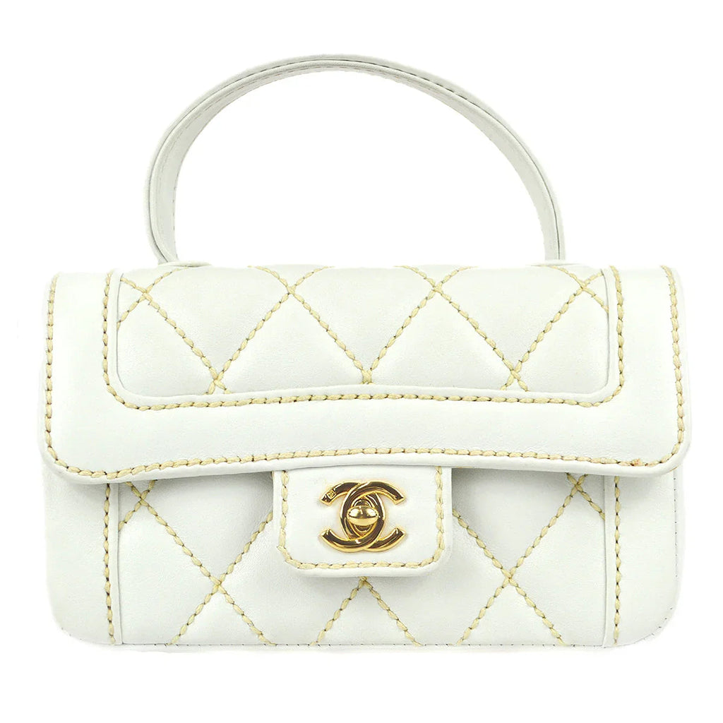 Chanel 2004-2005 * Wild Stitch Handbag White Calfskin