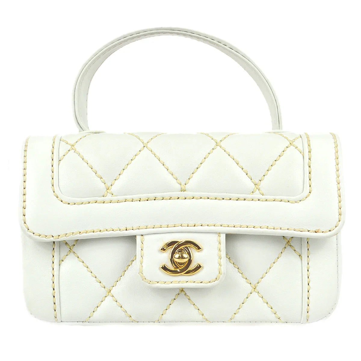 Chanel 2004-2005 * Wild Stitch Handbag White Calfskin