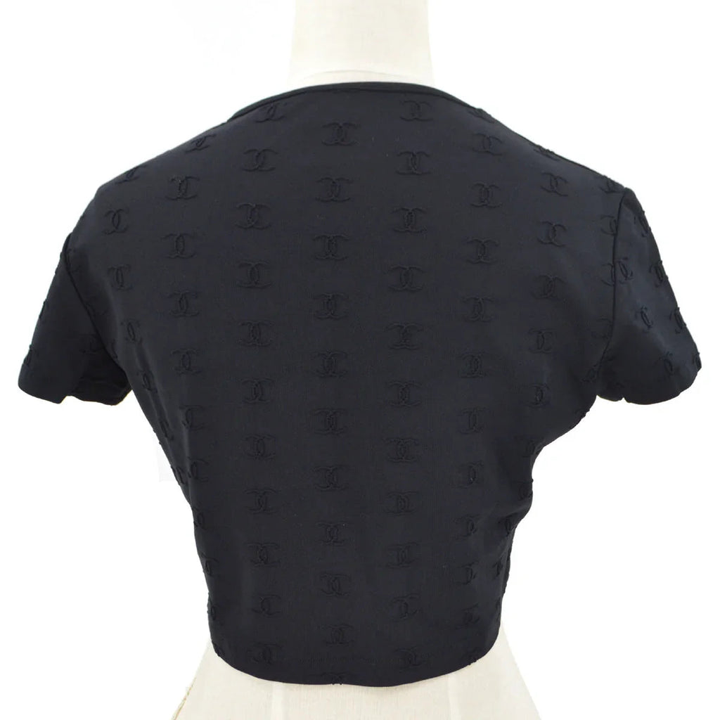 Chanel 1997 Spring CC logo-embroidered cropped T-shirt #42