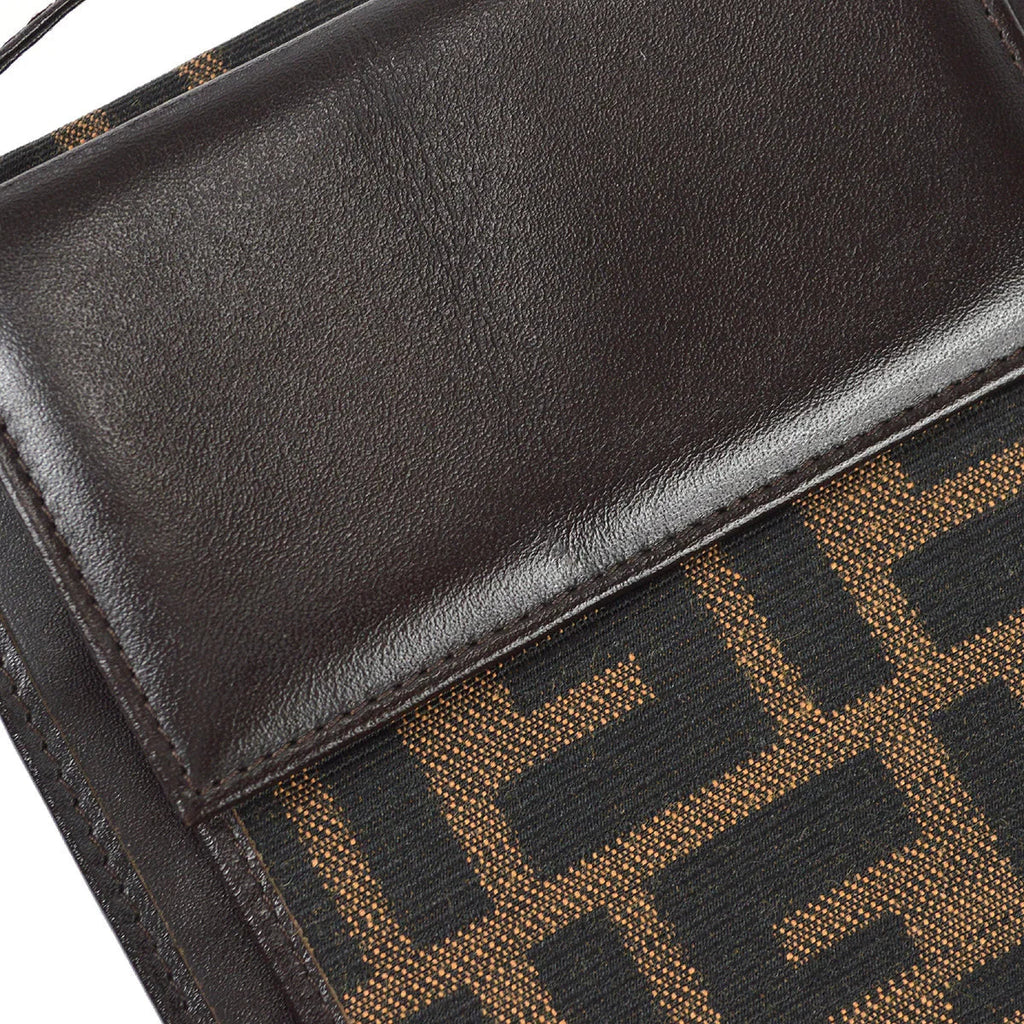 Fendi Zucca Shoulder Bag Wallet Pochette Brown
