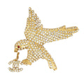 Chanel Eagle Rhinestone Brooch Pin Gold 01P