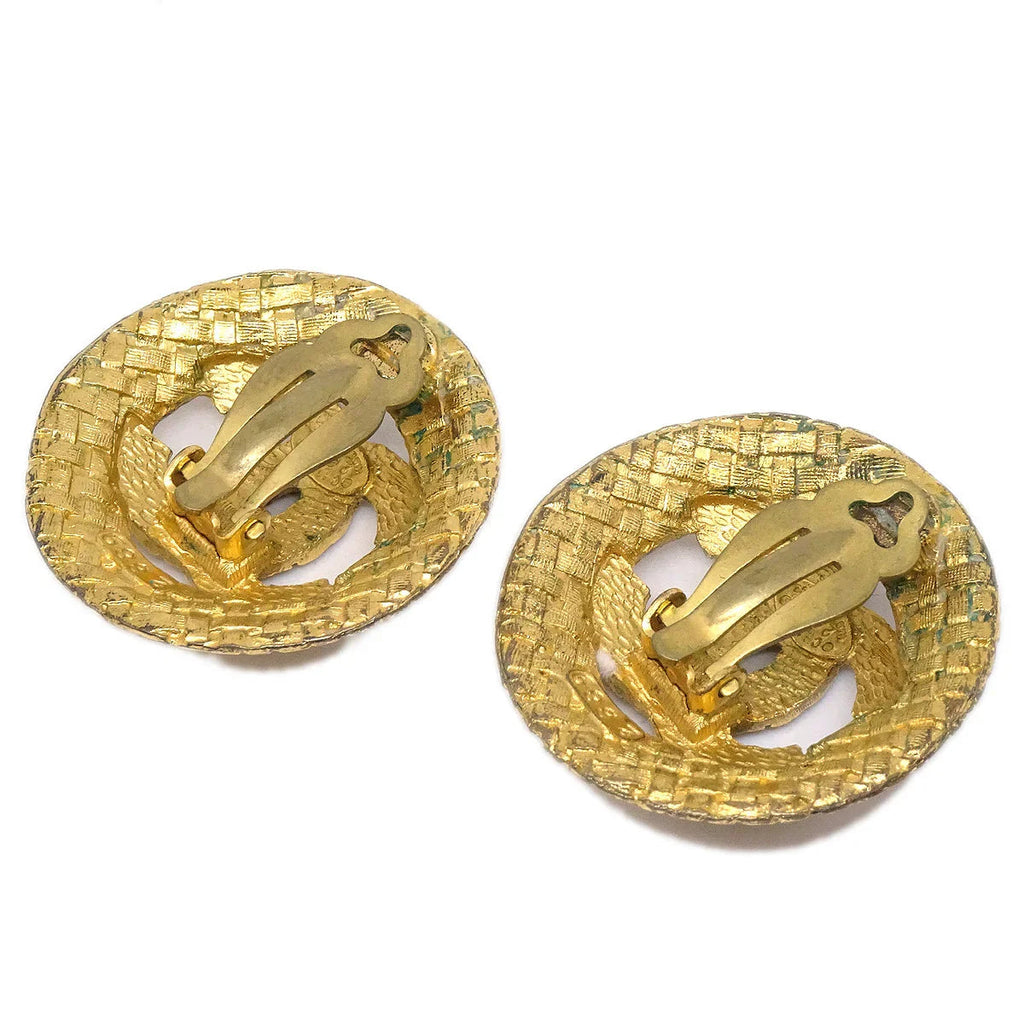 Chanel Button Earrings Gold Clip-On 29/2889
