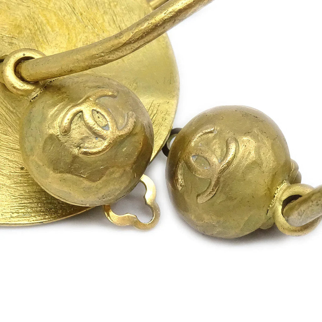 Chanel Dangle Hoop Earrings Clip-On Gold 94A