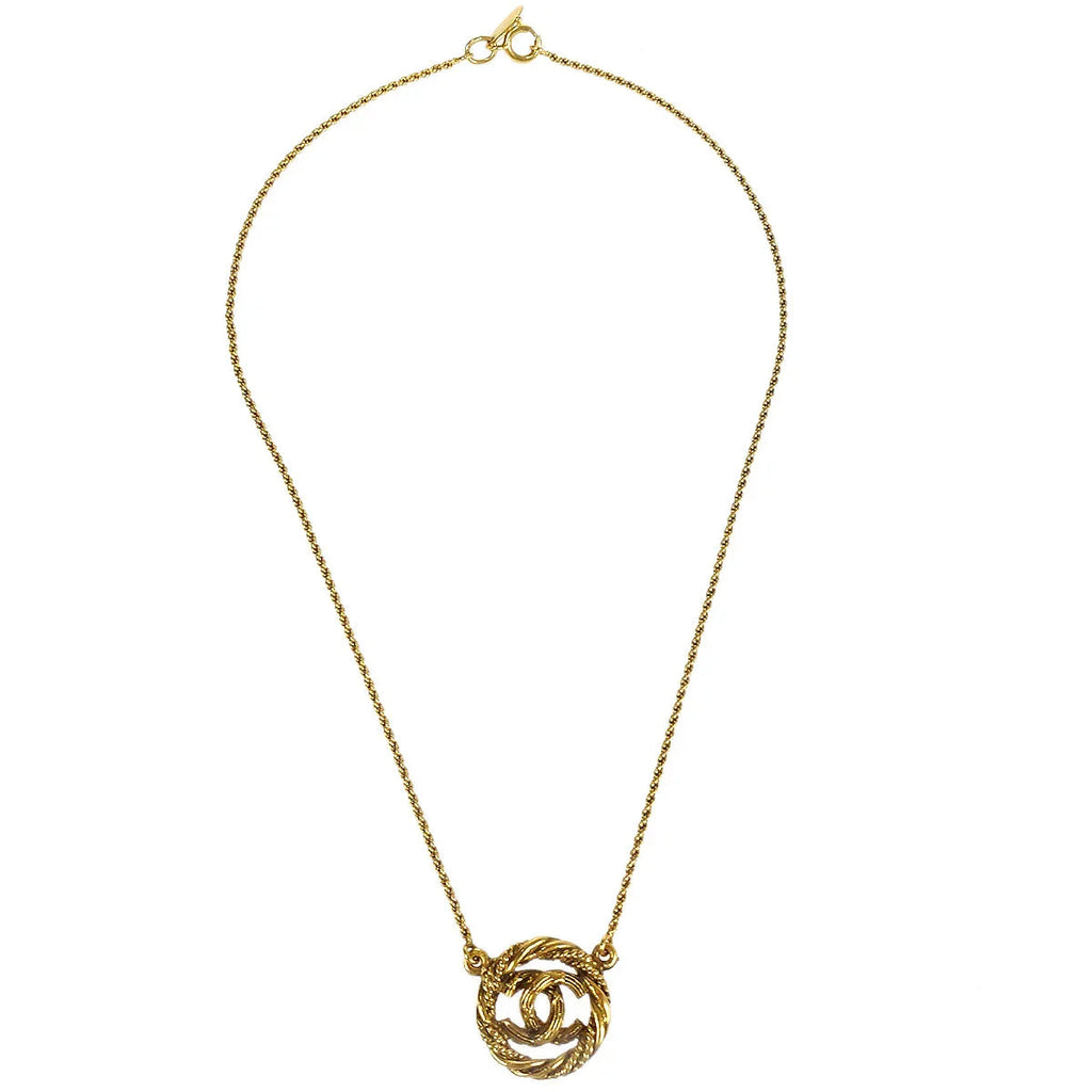 Chanel Medallion Gold Chain Pendant Necklace 3623