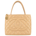 Chanel 2003-2004 Medallion Tote Beige Caviar
