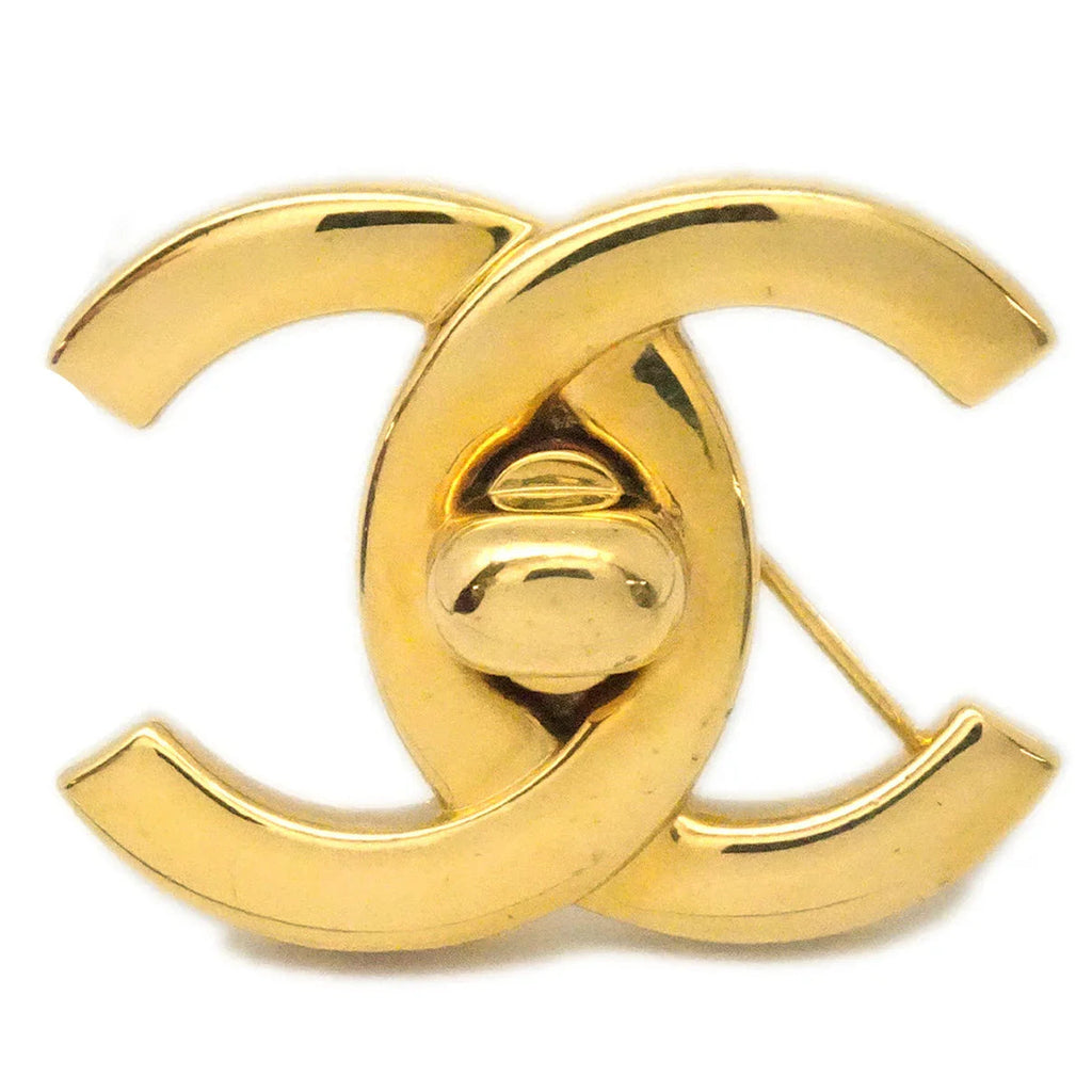 Chanel Turnlock Brooch Pin Gold 96P