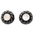 Chanel Button Earrings Clip-On Black 97A