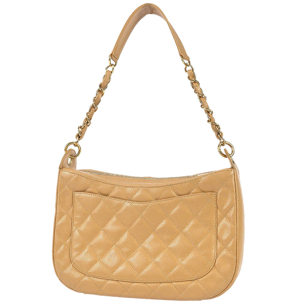 Chanel 2004-2005 Beige Caviar Shoulder Bag