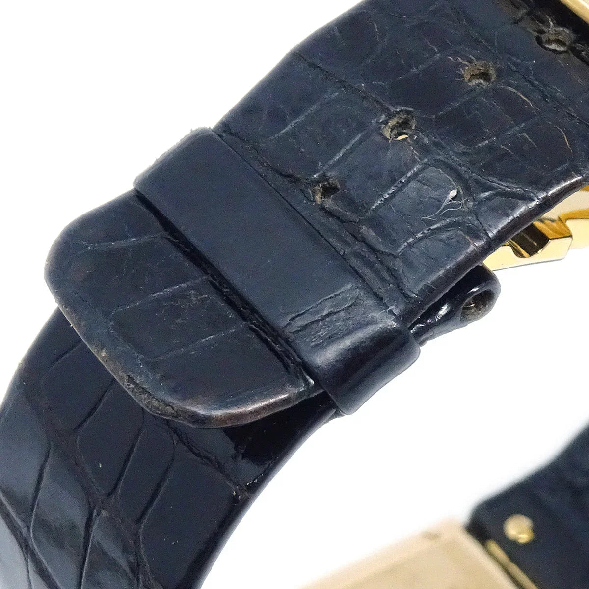 Chanel Matelasse Watch 18KYG Black Alligator