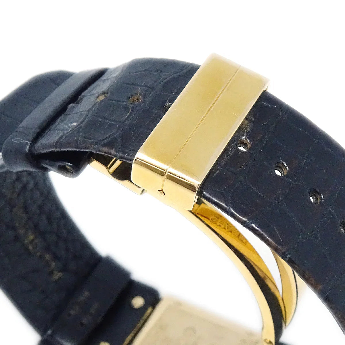 Chanel Matelasse Watch 18KYG Black Alligator