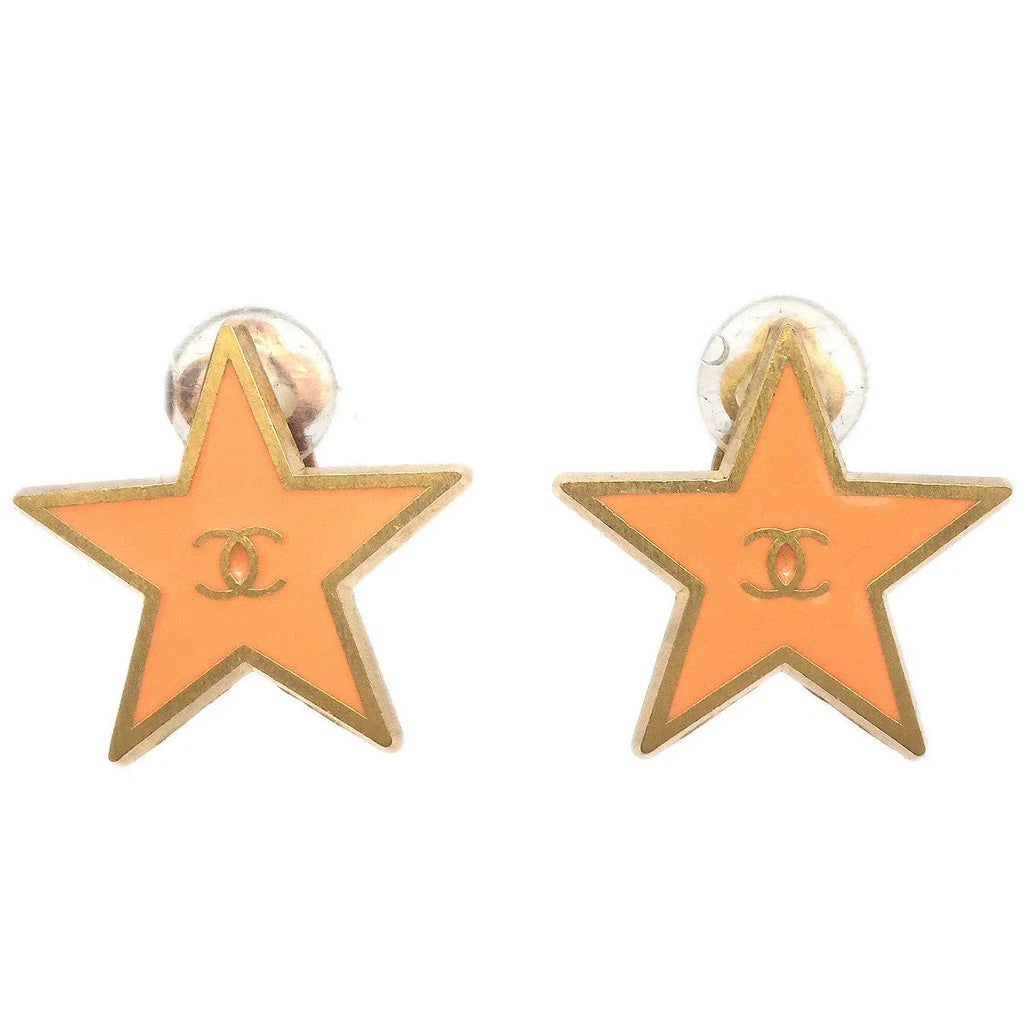 Chanel Star Earrings Clip-On Orange 01P