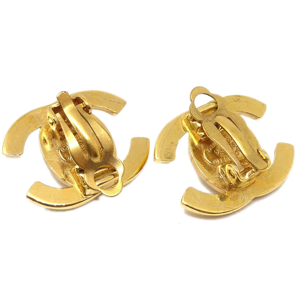 Chanel Turnlock Earrings Clip-On Gold Small 95A