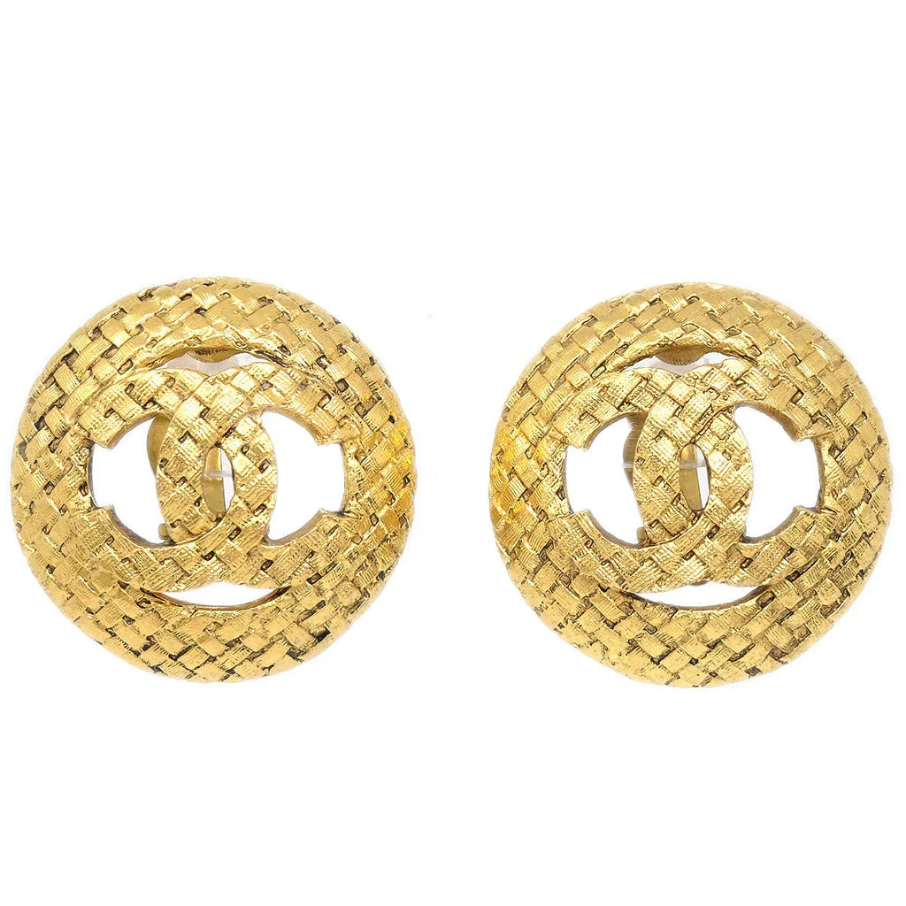 Chanel Button Earrings Clip-On Gold 29/2889