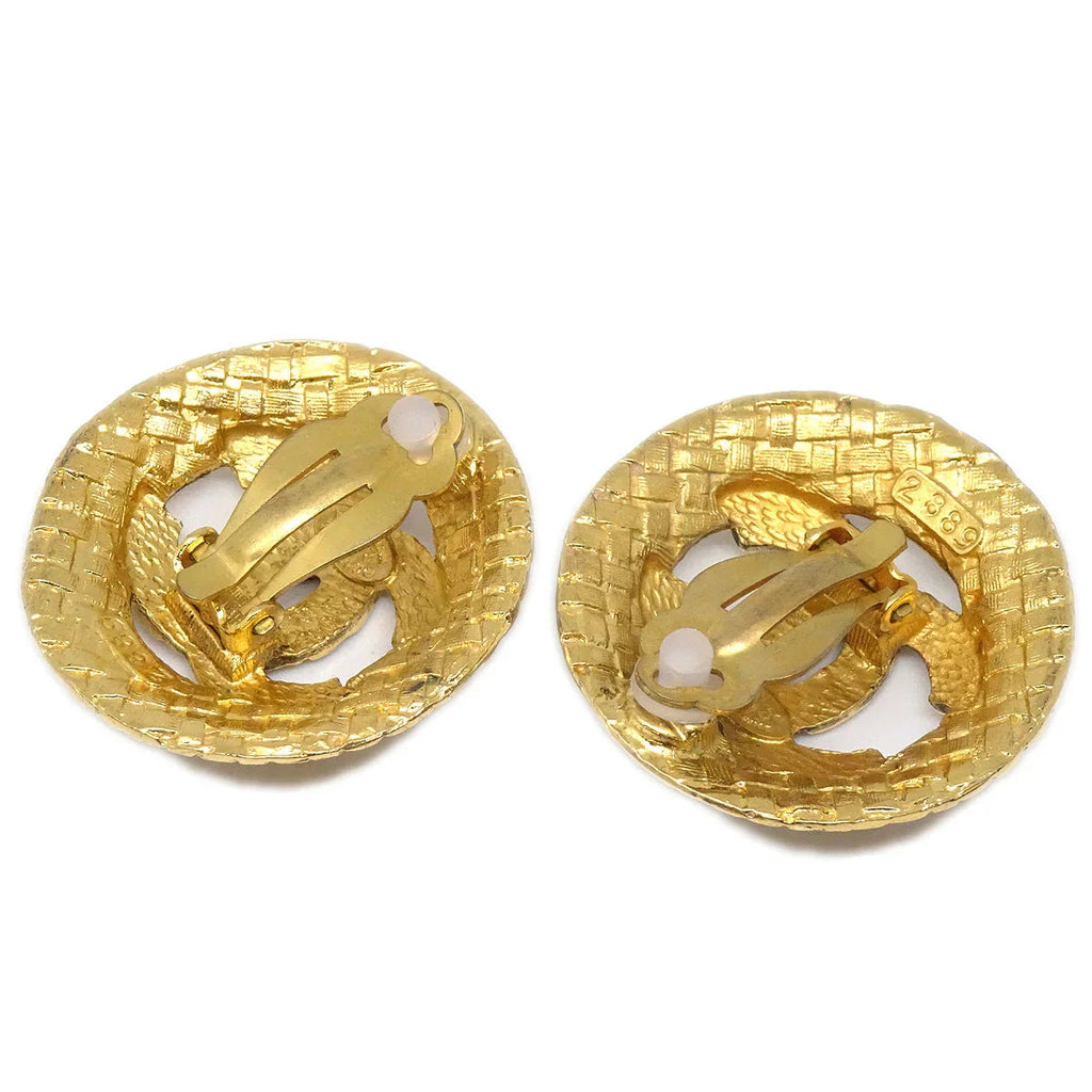 Chanel Button Earrings Clip-On Gold 29/2889