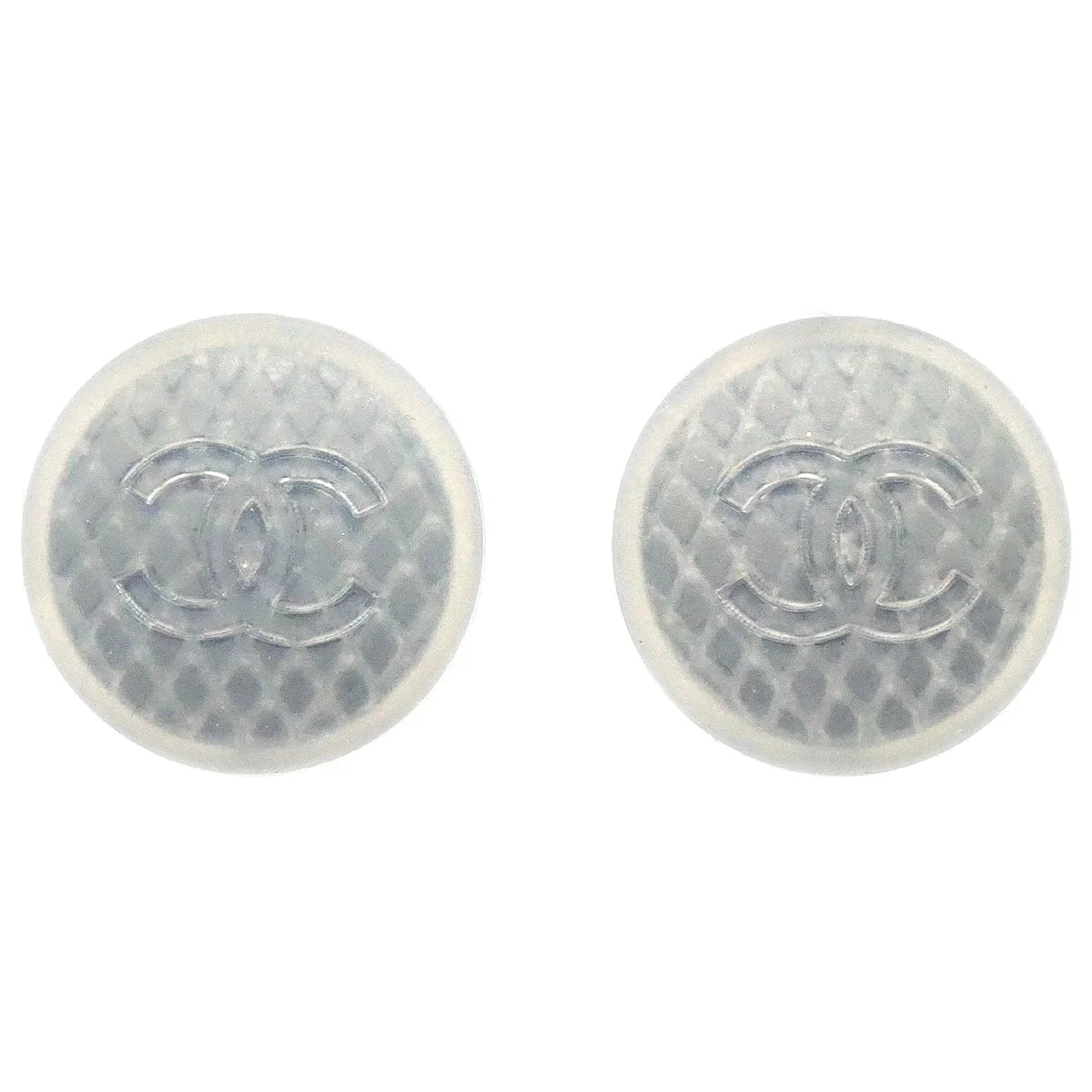 Chanel Button Earrings Clip-On Gray 99S