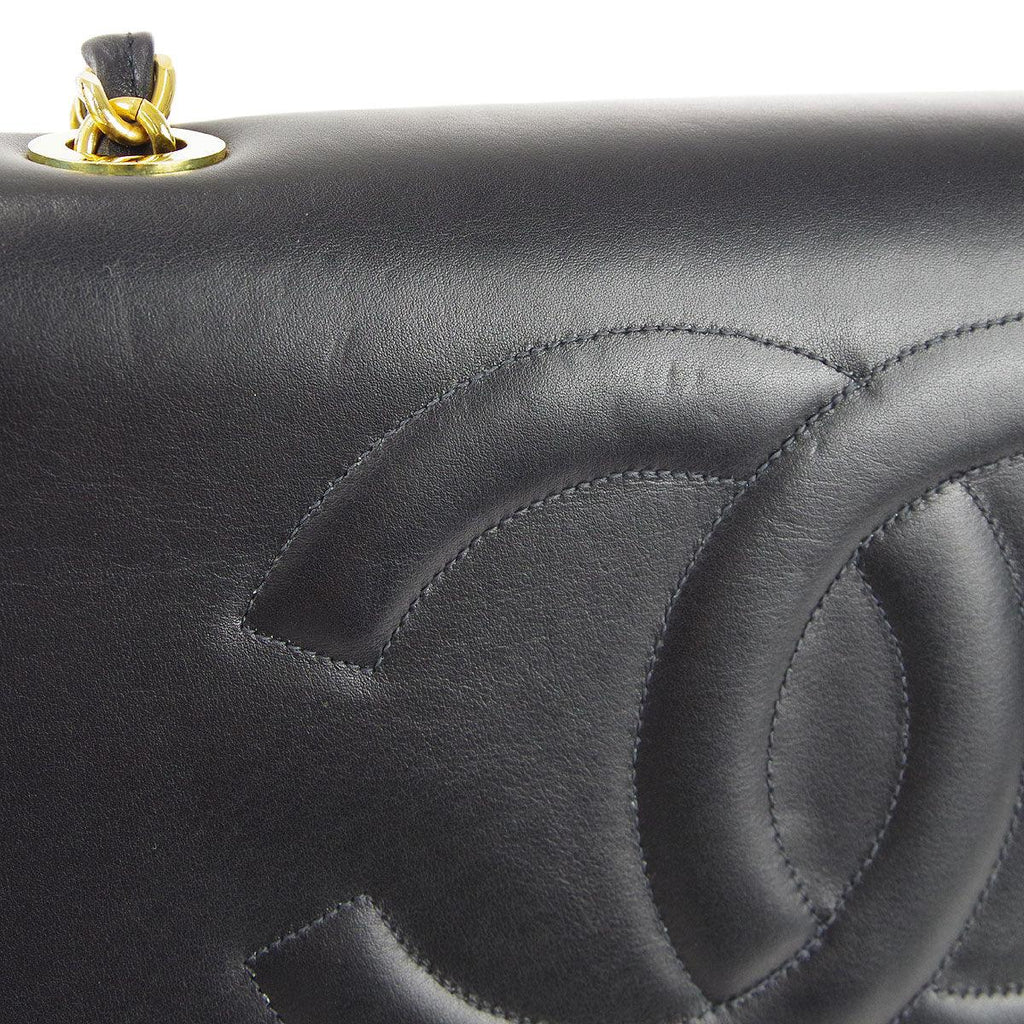 Chanel * 1991-1994 Black Lambskin Maxi Straight CC Flap