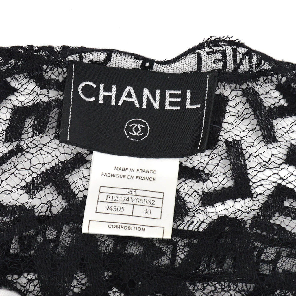 Chanel 1998 Fall Logo Lace Open Cardigan #40