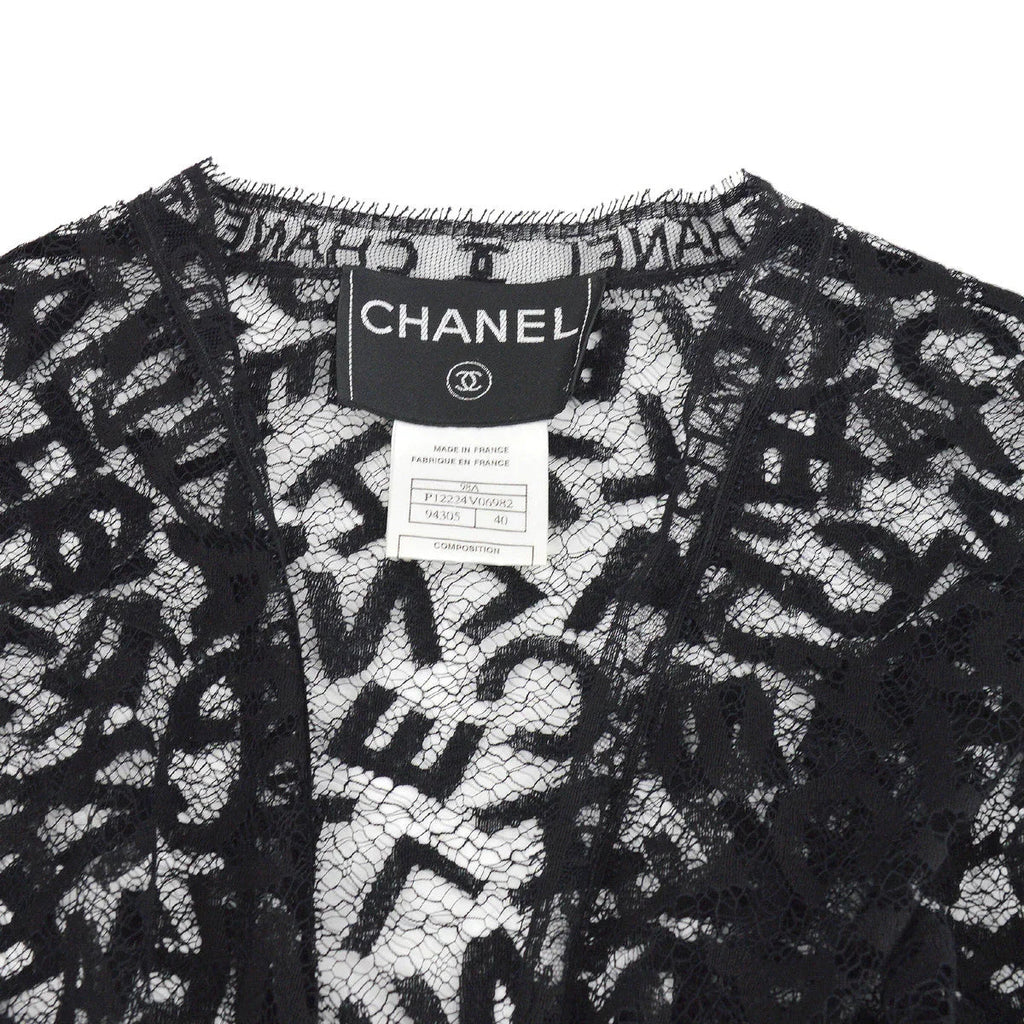 Chanel 1998 Fall Logo Lace Open Cardigan #40