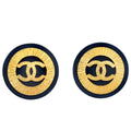 Chanel Button Earrings Clip-On Black 26