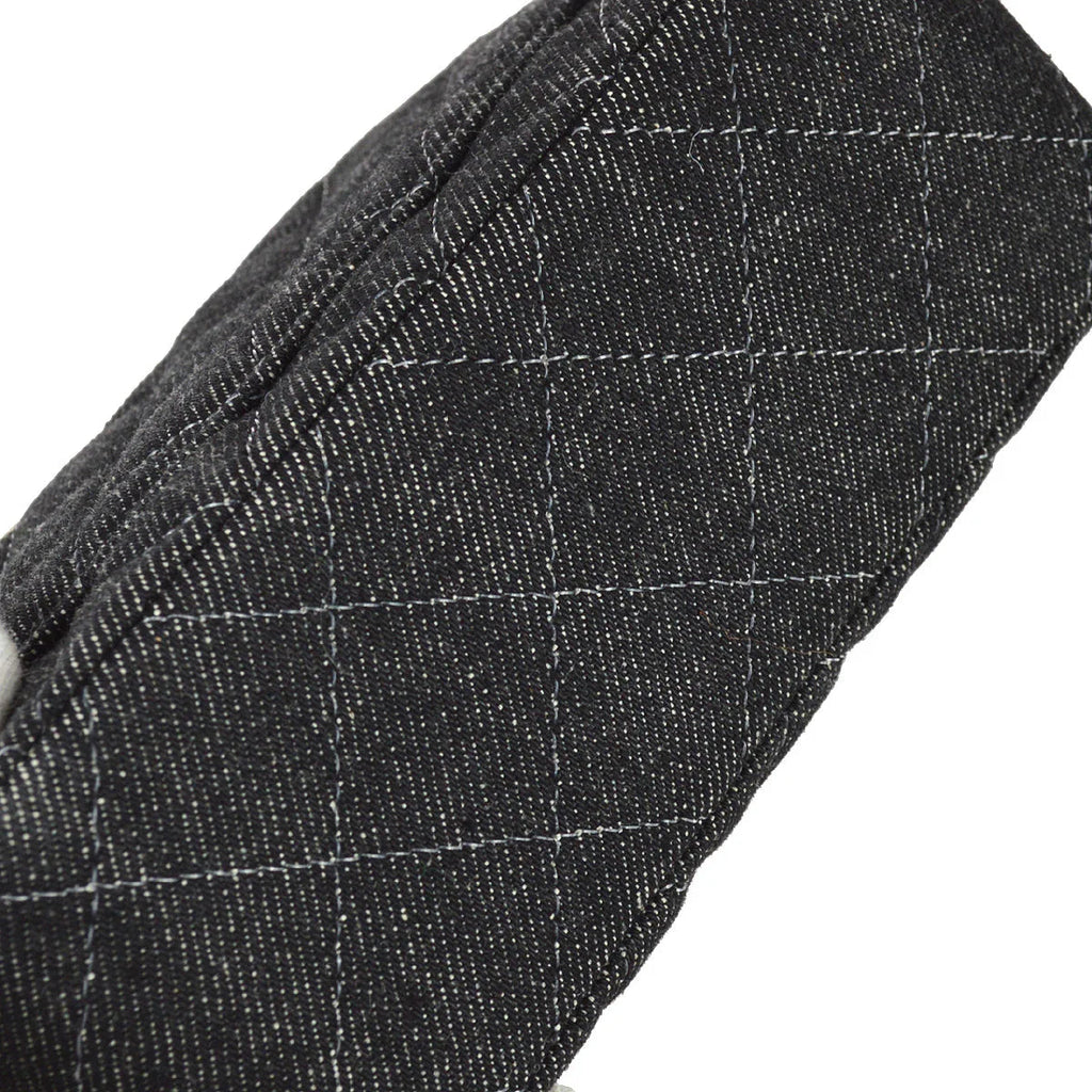 Chanel 1997-1999 Black Denim Mini Classic Square Flap Shoulder Bag 17