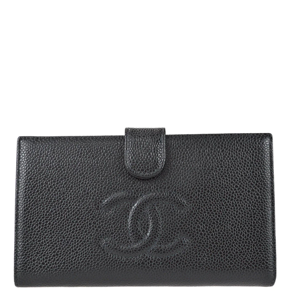 Chanel 2001-2003  Black Caviar Long Wallet