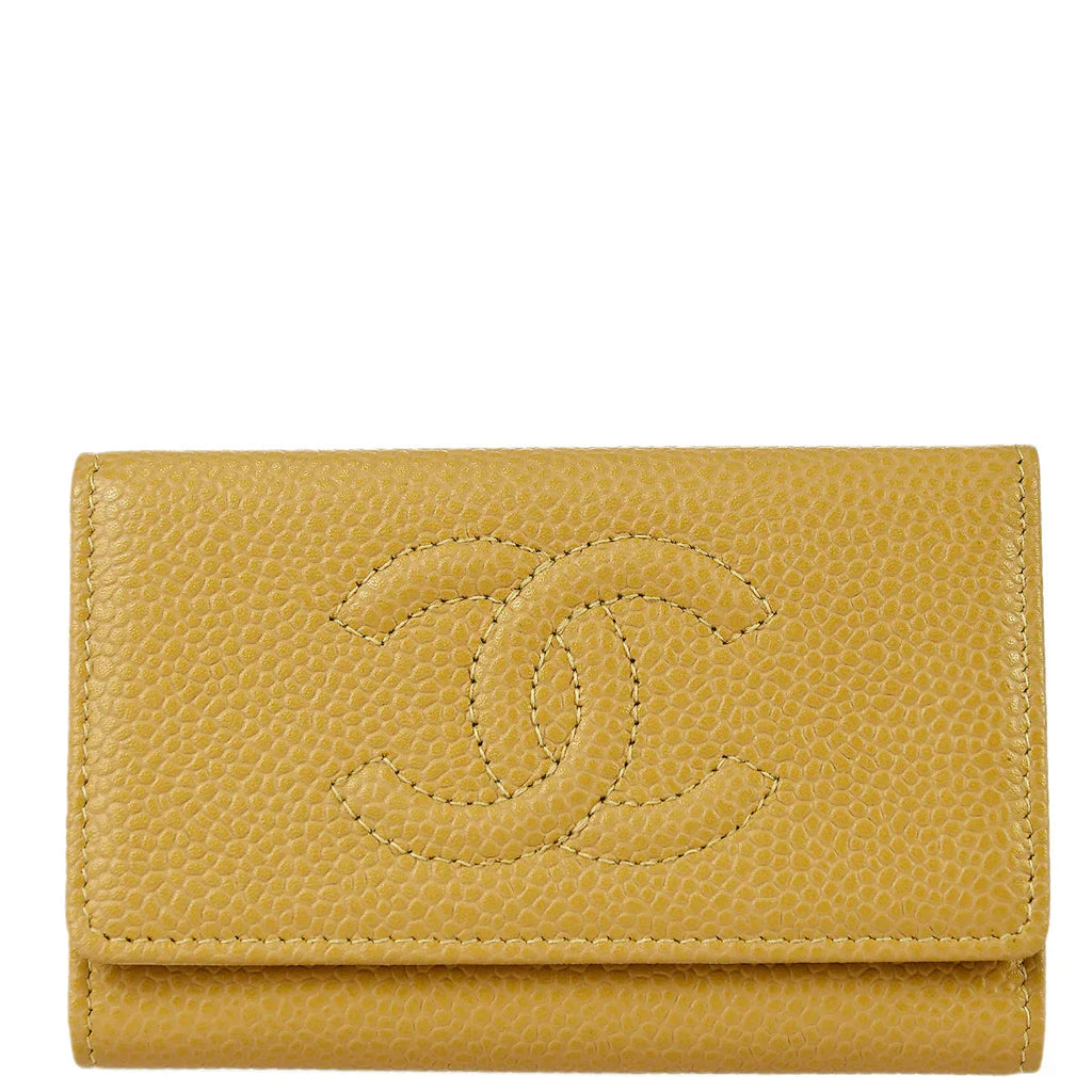 Chanel 2004-2005 Beige Caviar Timeless Key Case