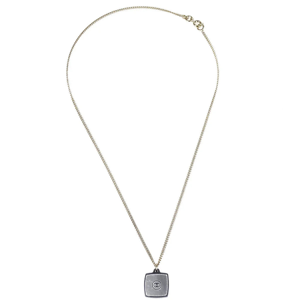 Chanel Rhinestone Gold Chain Pendant Necklace 04A