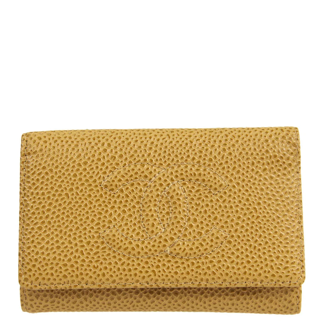Chanel 2003-2004 Beige Caviar Timeless Key Case