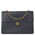 Chanel 1997-1999 Navy Caviar Classic Flap Chain Shoulder Bag