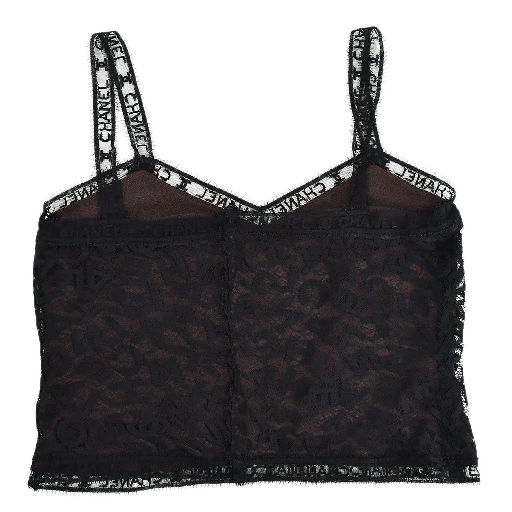 Chanel Lace Top Skirt Set Black Brown 98A #42