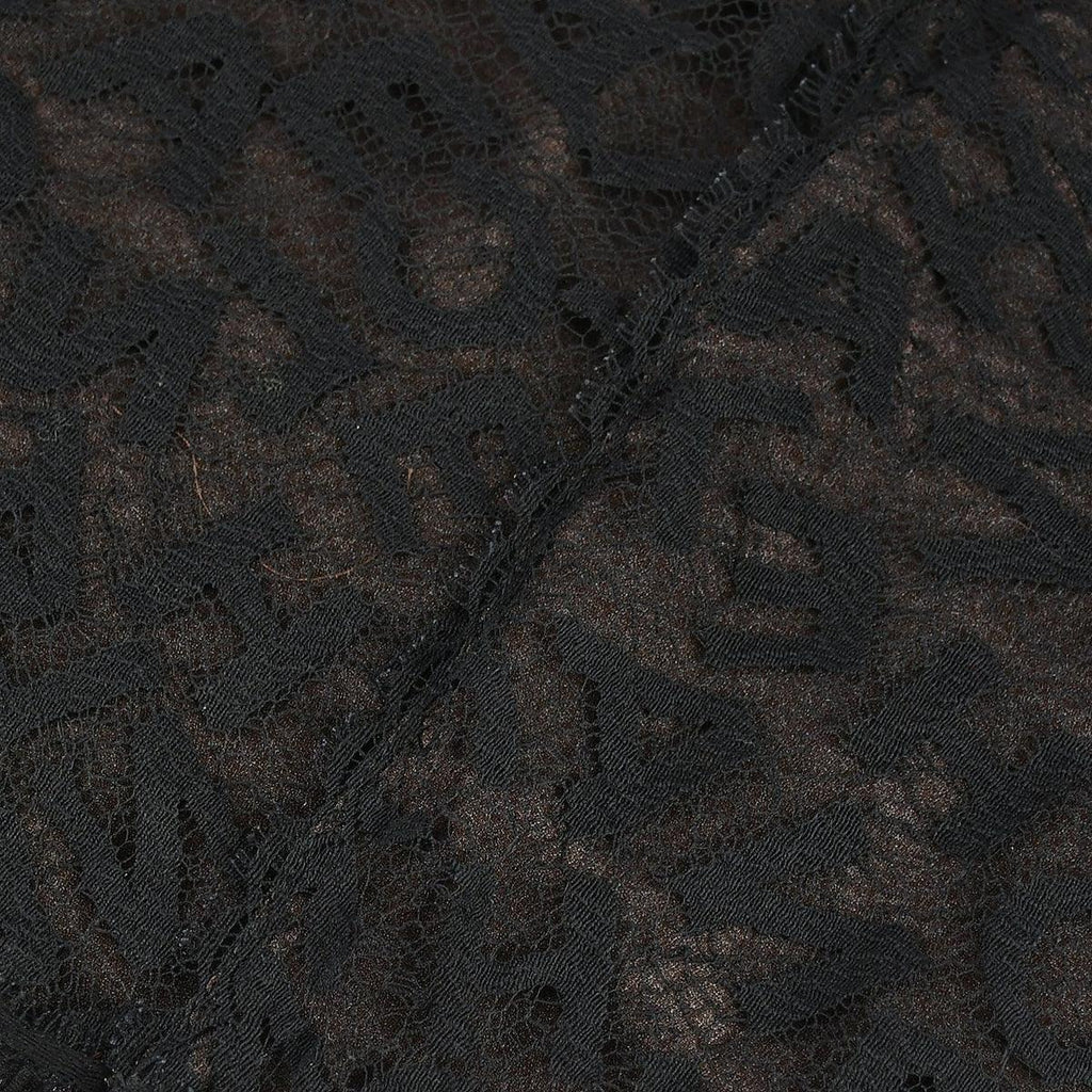 Chanel Lace Top Skirt Set Black Brown 98A #42