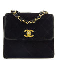 Chanel * 1991-1994 Black Velvet Straight Flap Shoulder Bag