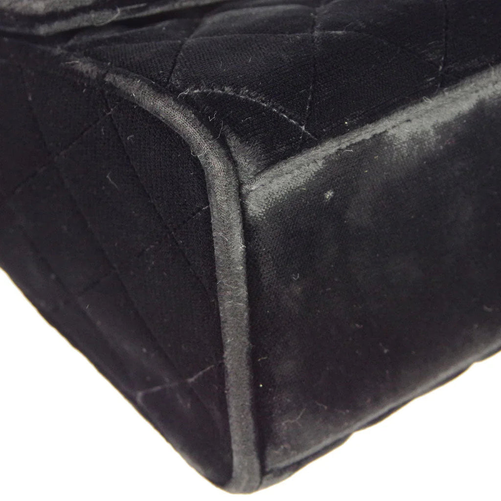 Chanel * 1991-1994 Black Velvet Straight Flap Shoulder Bag