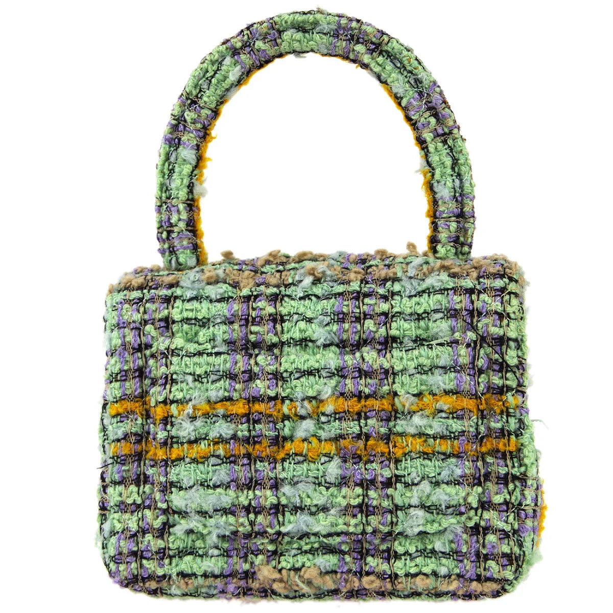 Chanel * 1994 Green Tweed Mini Classic Flap Handbag