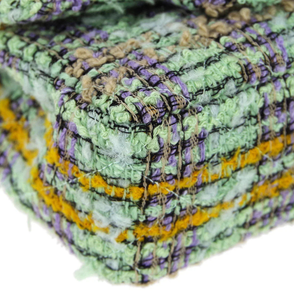 Chanel * 1994 Green Tweed Mini Classic Flap Handbag