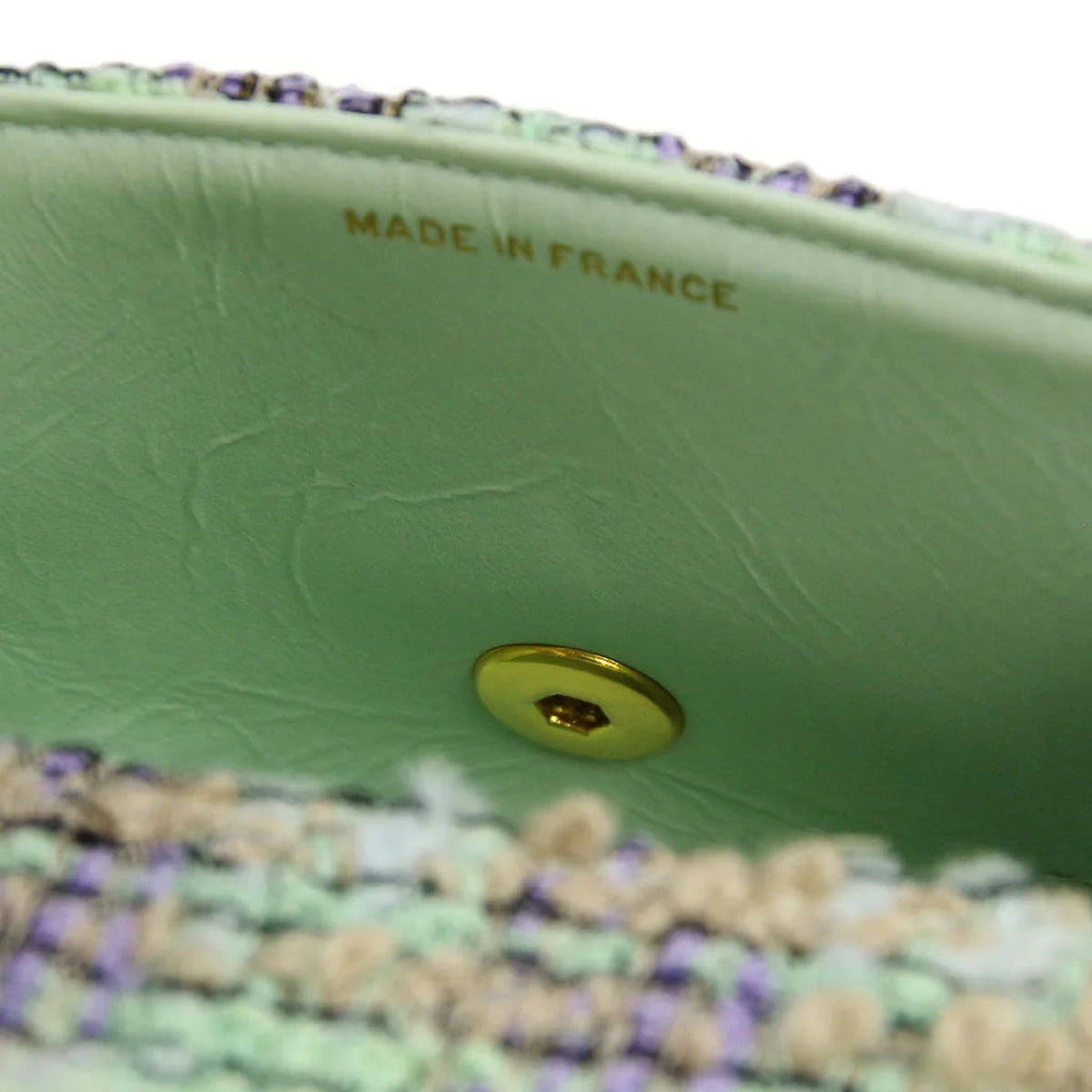 Chanel * 1994 Green Tweed Mini Classic Flap Handbag