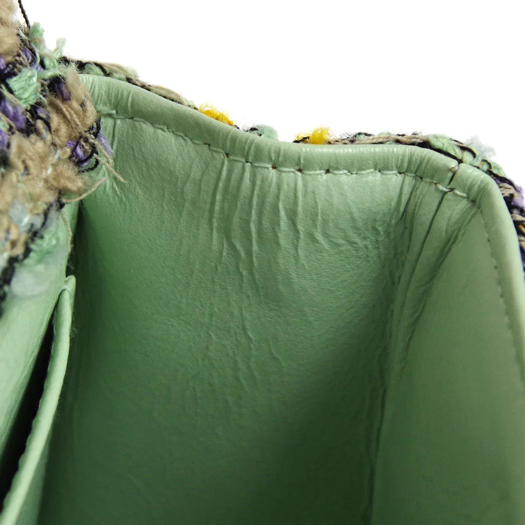 Chanel * 1994 Green Tweed Mini Classic Flap Handbag